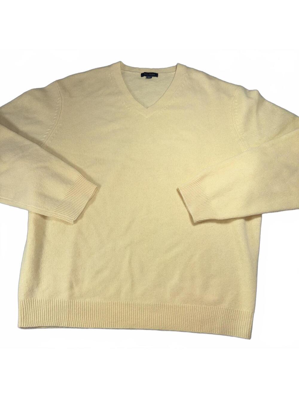 Club Room $80 100% Lambswool Men’s Large V-Neck Sweater Size L Yellow